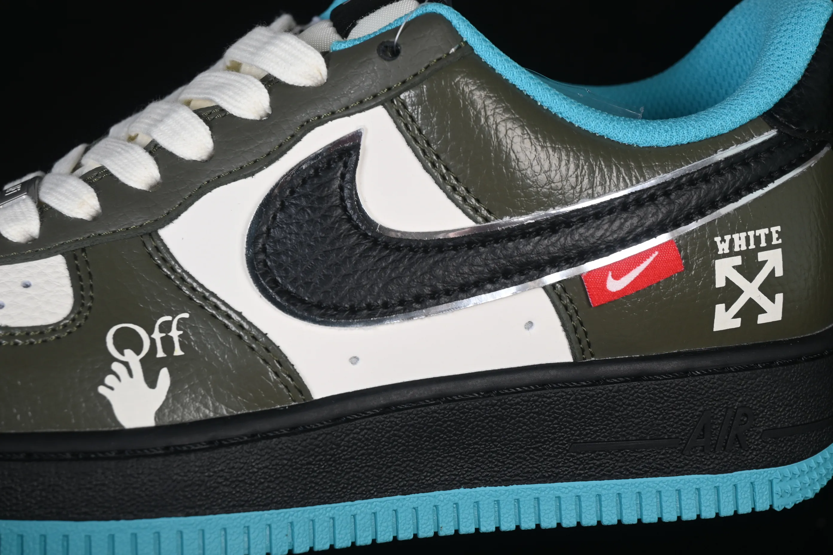 All categories Nk Air Force 1 Air Force series Nk Air Force 1 Low Air Force low-top Nike Air Force 1'07 Low joint black, green and blue Air Force low-top casual sneakers QW5836-022